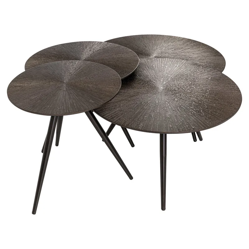 Couchtisch rund 4er Set, Couchtisch braun, Durchmesser 60 cm