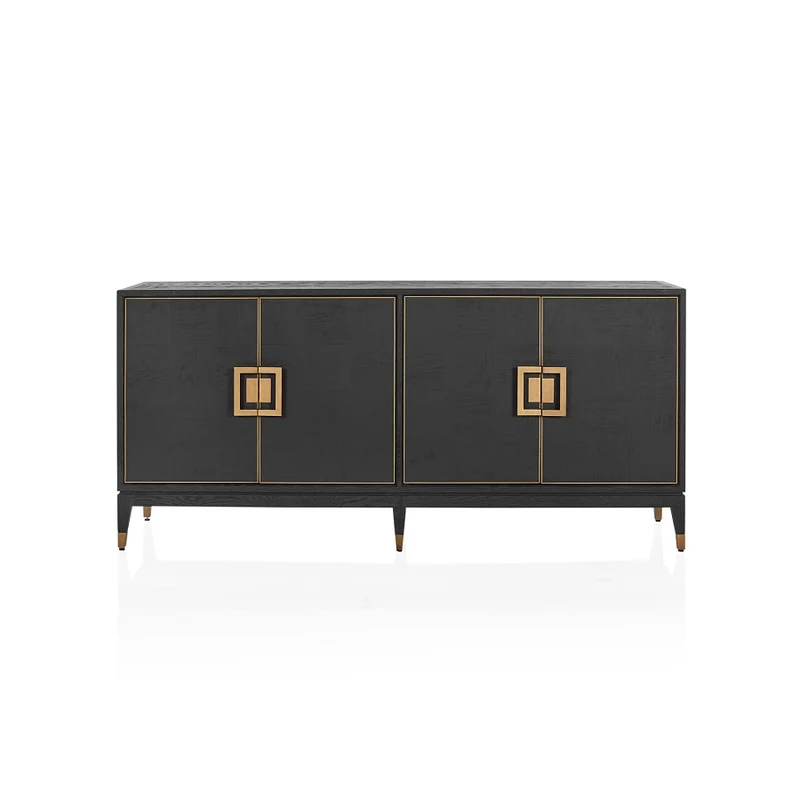 Sideboard schwarz, Anrichte schwarz, Sideboard Gold schwarz, Breite 193 cm
