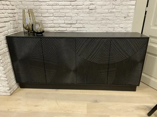 Sideboard schwarz, Anrichte schwarz, Breite 185 cm