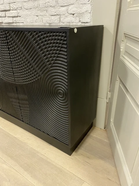 Sideboard schwarz, Anrichte schwarz, Breite 185 cm