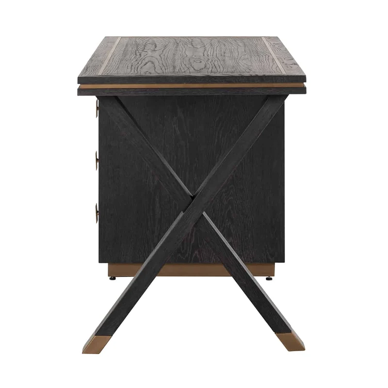 Schreibtisch schwarz, Schreibtisch mit Schubladen, Breite 150 cm