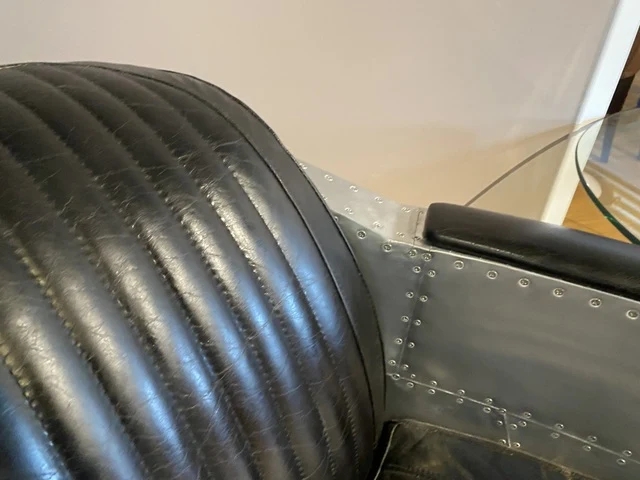Sessel Aircraft, Ledersessel schwarz, Sessel Silber-schwarz