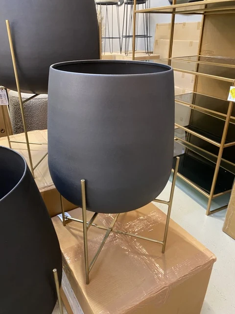 Pflanzentopf schwarz, Metall Pflanzentopf Gold-schwarz, Durchmesser 50 cm