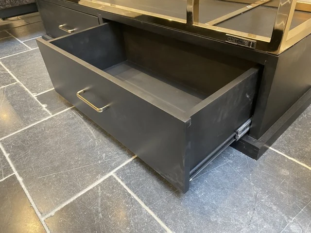 Regal Gold gebleicht, Metall Regal mit Schubladen, Breite 150 cm