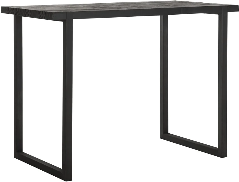 Bartisch schwarz, Bartisch Massivholz Tischplatte schwarz, Höhe 110 cm