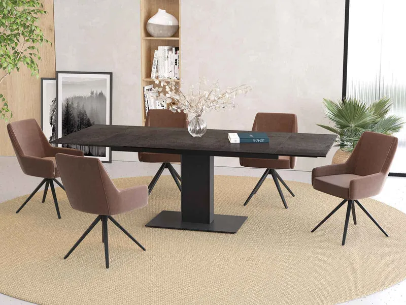 Ausziehtisch braun Keramik-Tischplatte, Esstisch Keramik, Esstisch braun ausziehbar, Länge 150-230 cm