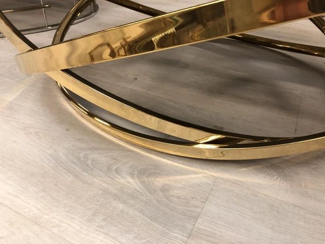 Couchtisch Gold schwarz, Couchtisch rund Gold schwarz, runder Tisch, Durchmesser 110 cm