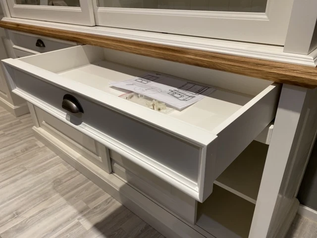 Vitrine weiß Landhaus, Geschirrschrank weiß Landhausstil, Breite 180 cm