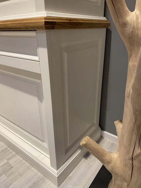 Vitrine weiß Landhaus, Geschirrschrank weiß Landhausstil, Breite 180 cm