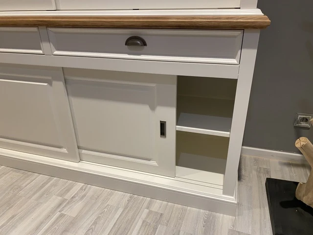 Vitrine weiß Landhaus, Geschirrschrank weiß Landhausstil, Breite 180 cm