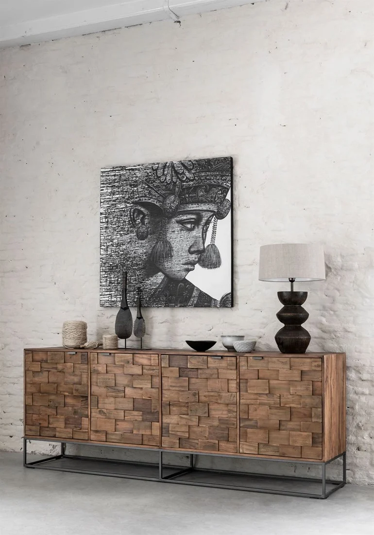 Sideboard Naturholz braun, Anrichte Holz Naturholz, Breite 210 cm
