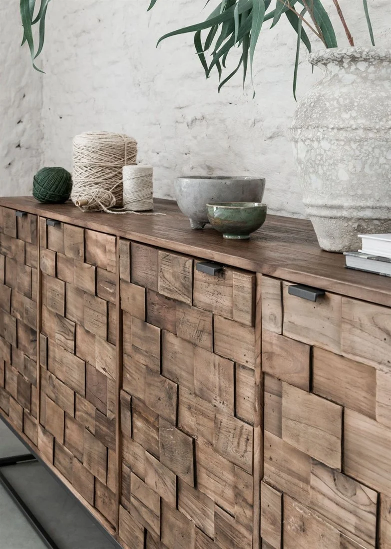 Sideboard Naturholz braun, Anrichte Holz Naturholz, Breite 210 cm