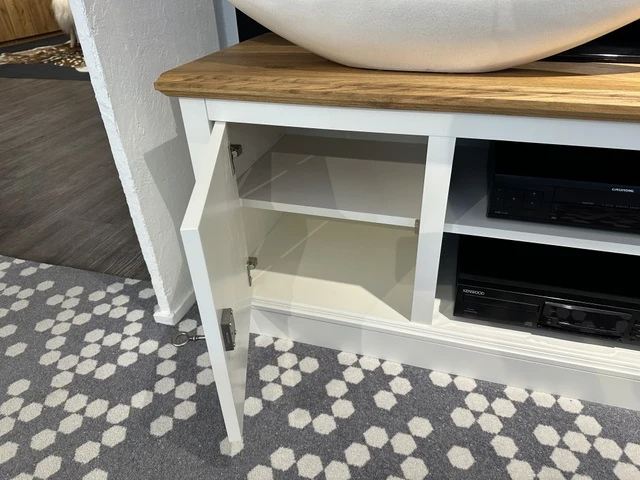 TV Schrank weiß Landhaus, Fernsehschrank weiß Landhaus, Lowboard TV weiß Landhausstil, Breite 180 cm