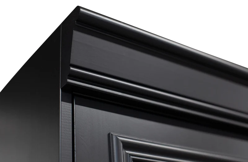 Vitrine schwarz, Geschirrschrank schwarz, Bücherschrank schwarz, Breite 110 cm