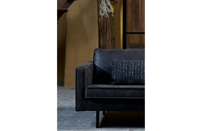 Ecksofa schwarz Ottomane rechts, Sofa schwarz, modernes Ecksofa schwarz, Breite 350 cm