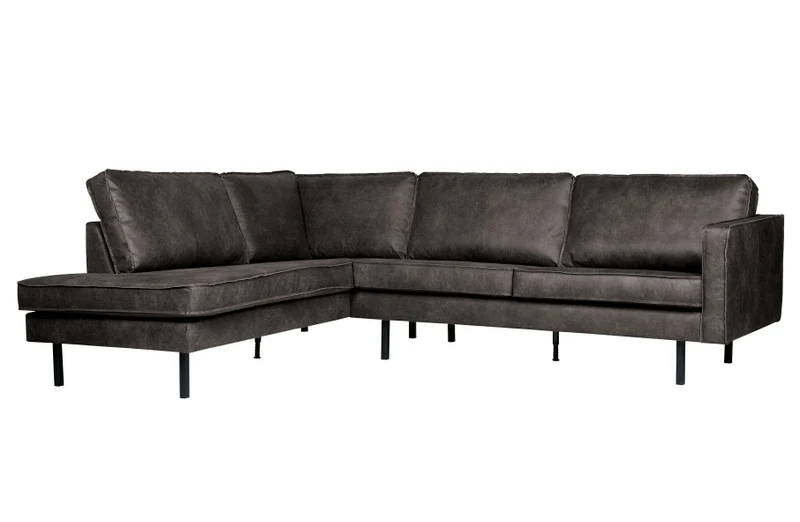 Ecksofa schwarz Ottomane links, Sofa schwarz, modernes Ecksofa schwarz, Breite 350 cm