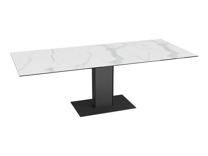 Ausziehtisch grau Keramik-Tischplatte, Esstisch Edelstahl-Gestell, Esstisch ausziehbar, Breite 130-200 cm