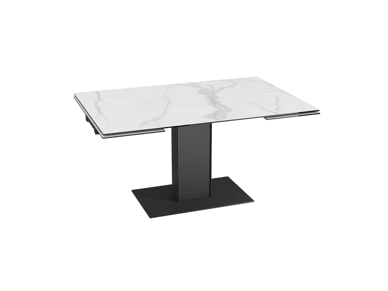 Ausziehtisch grau Keramik-Tischplatte, Esstisch Edelstahl-Gestell, Esstisch ausziehbar, Breite 130-200 cm