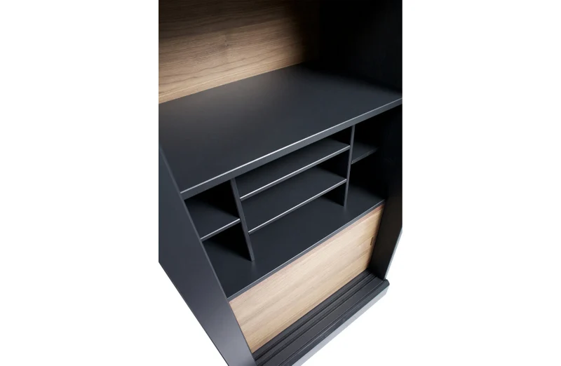 Vitrine schwarz, Geschirrschrank schwarz, Wohnzimmerschrank schwarz, Breite 125 cm