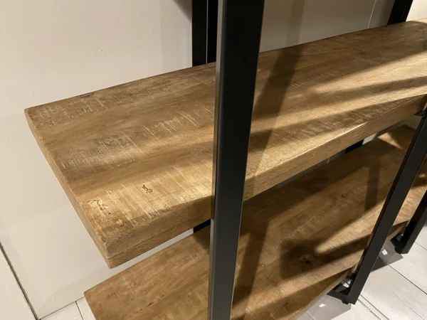 Bücherregal Metallgestell, Regal Naturholz Industriedesign, Breite 160 cm