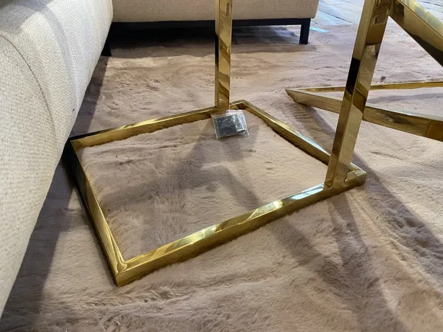 Beistelltisch Gold, Glas Beistelltisch Gold, Höhe 63 cm