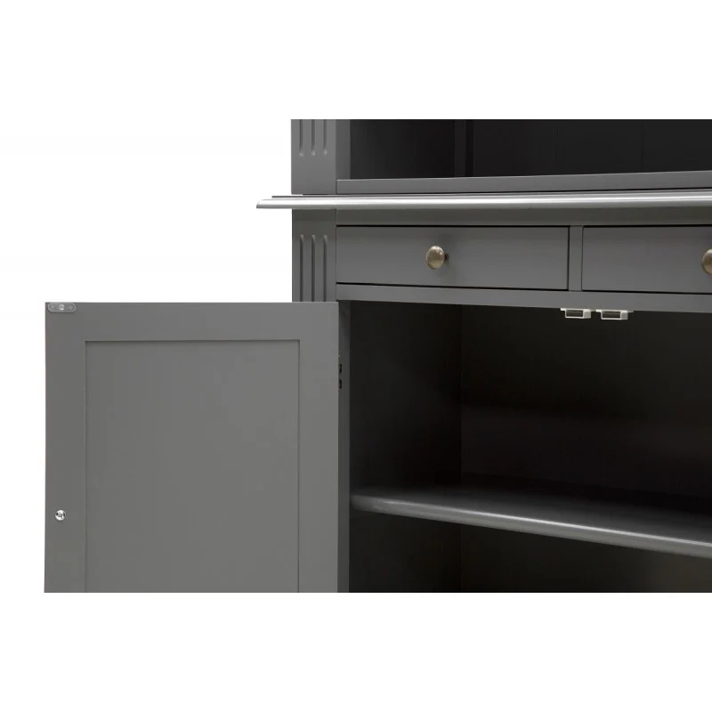 Bücherschrank grau Landhaus, Schrank grau, Aktenschrank grau Landhausstil, Breite 100 cm
