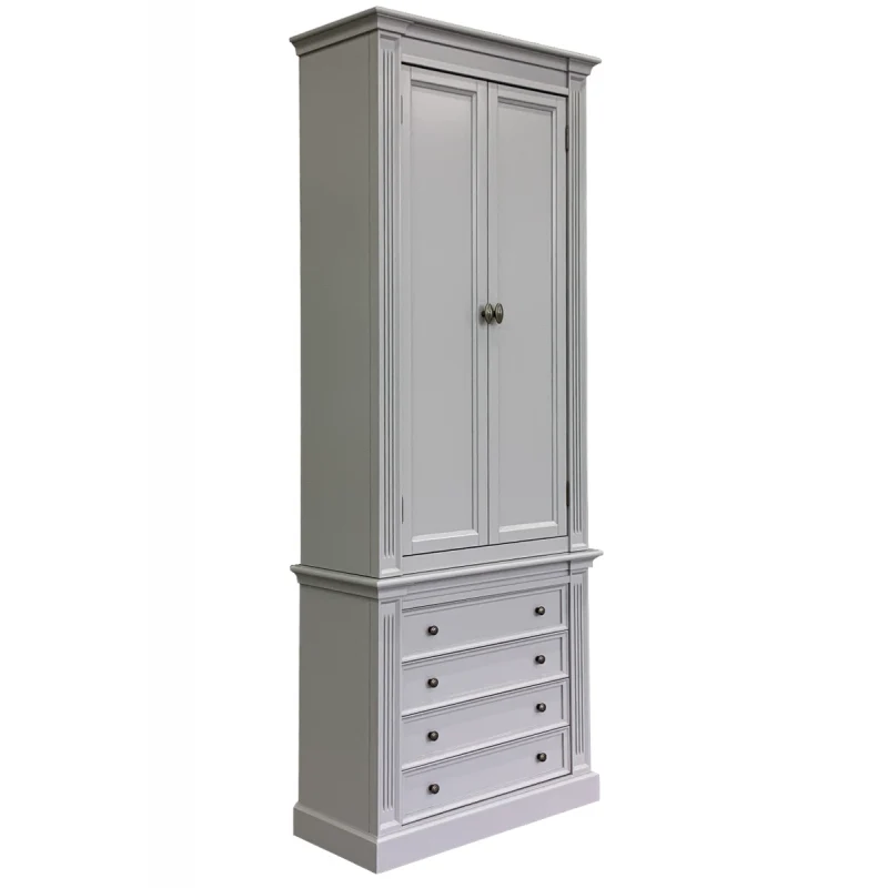 Schrank grau, Bücherschrank weiß Landhaus, Aktenschrank grau Landhausstil, Breite 100 cm