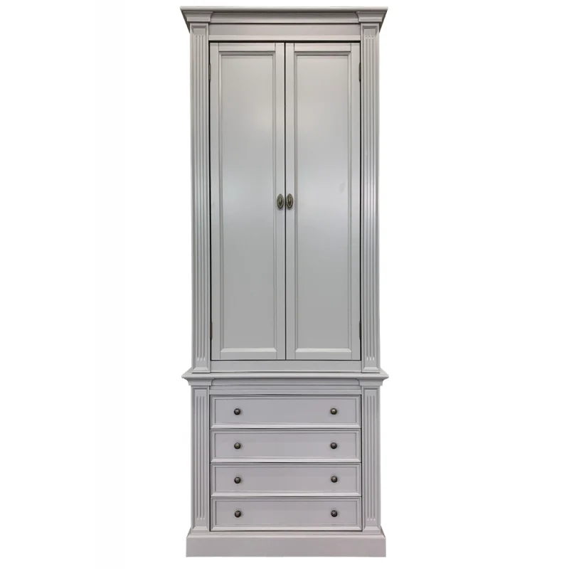 Schrank grau, Bücherschrank weiß Landhaus, Aktenschrank grau Landhausstil, Breite 100 cm