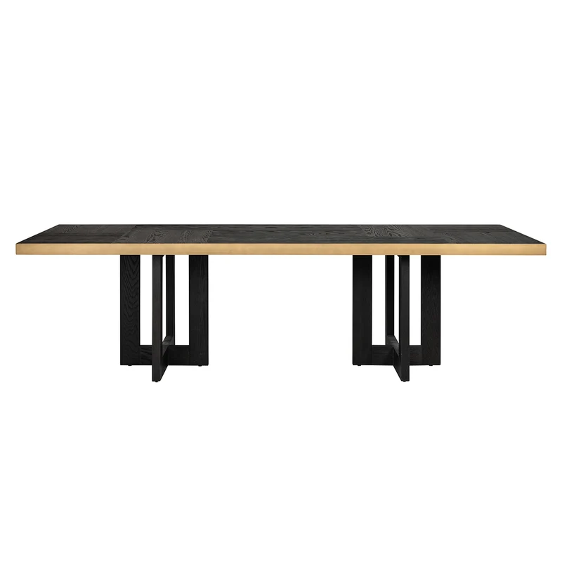 Esstisch braun Eiche furniert, Tisch dunkelbraun, Esstisch Metall-Gestell schwarz, Breite 280 cm