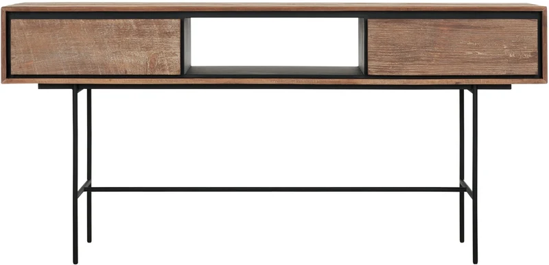 Konsole schwarz Naturholz braun, Breite 160 cm