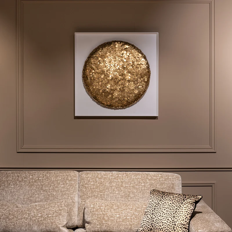 Bild weiß Gold, Wandbild weiß Gold, Maße 90x90 cm