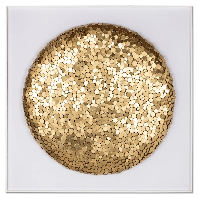 Bild weiß Gold, Wandbild weiß Gold, Maße 90x90 cm