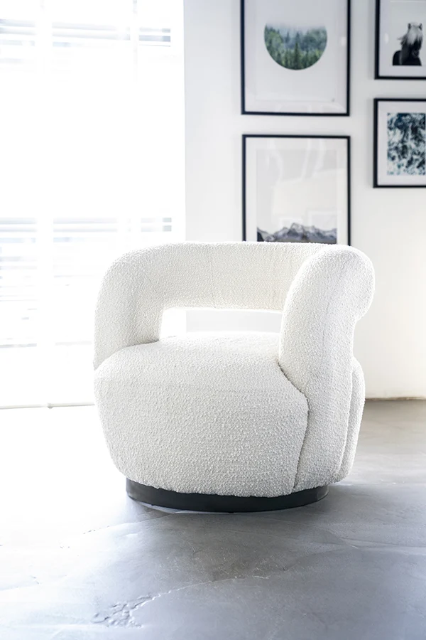 Sessel beige-weiß, runder Sessel weiß, Sessel rund beige