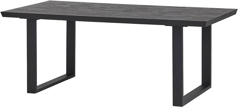 Tisch schwarz Metall Gestell, Esstisch schwarz Industriedesign, Breite 200 cm