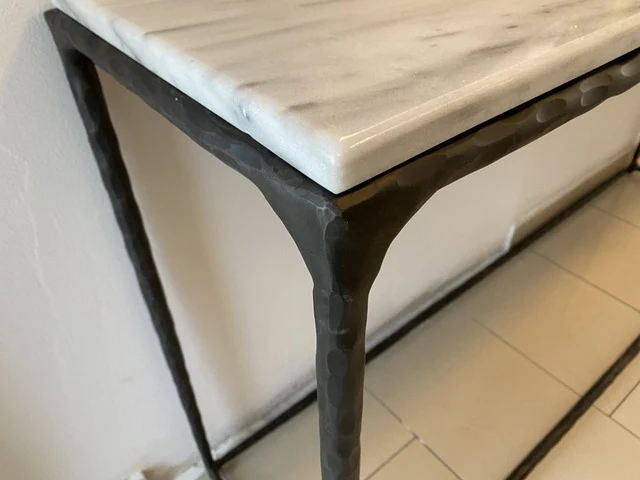 Konsole Marmor, Konsole Schmiedeeisen schwarz, Breite 150 cm