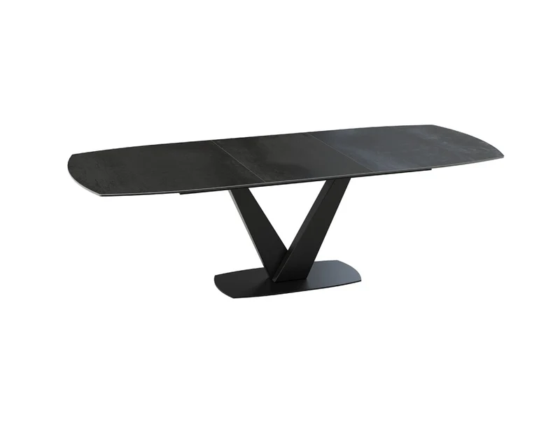 Esstisch anthrazit Keramik Tischplatte, Tisch ausziehbare Keramik-Tischplatte, Breite 200-260 cm