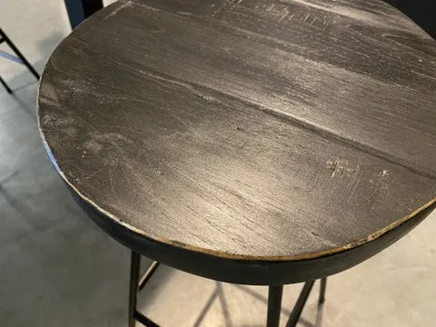 Barhocker rund schwarz Industriedesign, Barhocker schwarz, Tresenhocker Holz-Metall, Sitzhöhe 81 cm