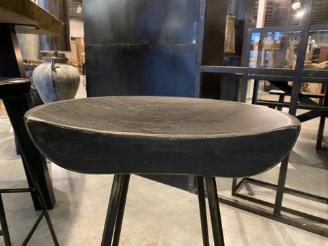 Barhocker schwarz Industriedesign, Tresenhocker Holz-Metall, Sitzhöhe 81 cm