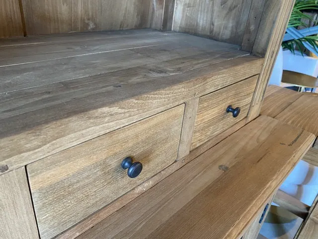 Bücherschrank Holz massiv, Schrank Metallgestell schwarz, Breite 300 cm