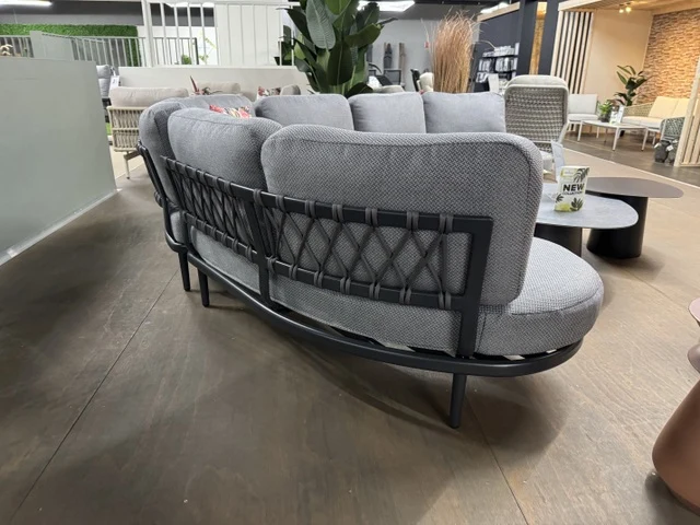 Loungesofa grau-anthrazit, Lounge grau-anthrazit Aluminium-Gestell, Gartensofa grau, Breite 325 cm