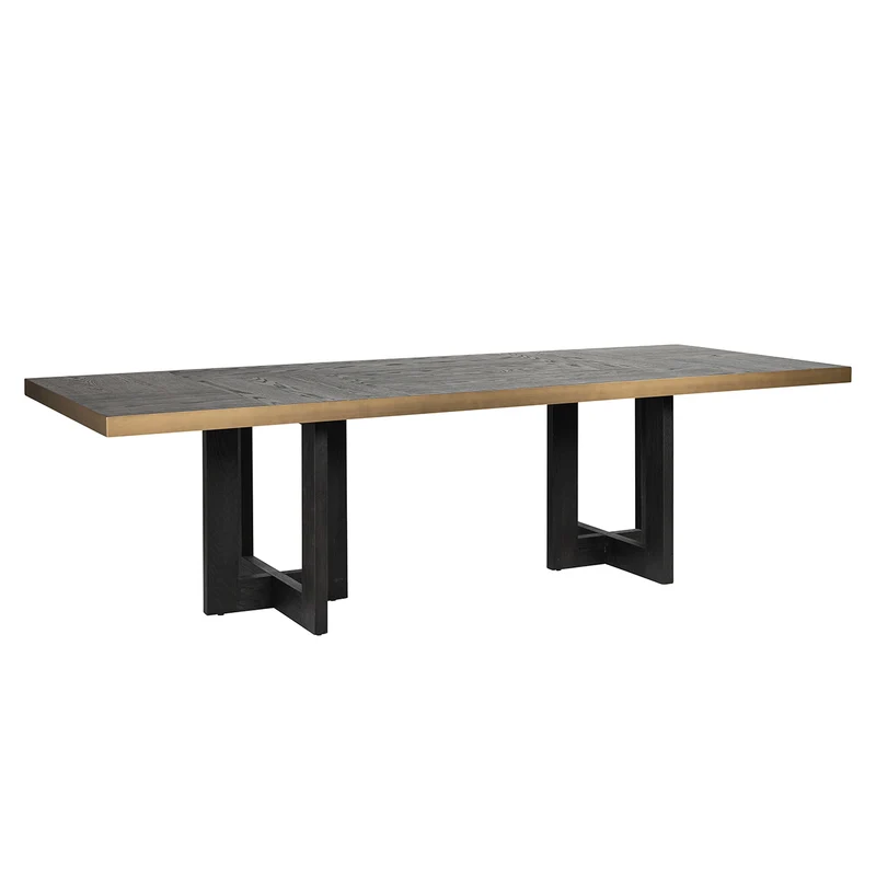 Esstisch braun Eiche furniert, Tisch dunkelbraun, Esstisch Metall-Gestell schwarz, Breite 320 cm