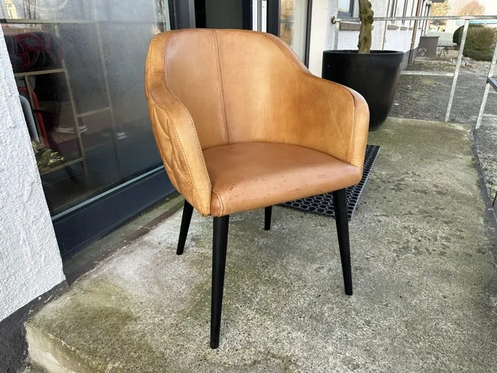 Stuhl Chesterfield cognac, Stuhl cognac Echtleder gepolstert