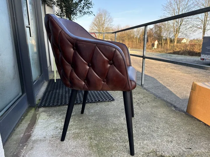Stuhl Chesterfield braun, Stuhl braun Echtleder gepolstert Chesterfield