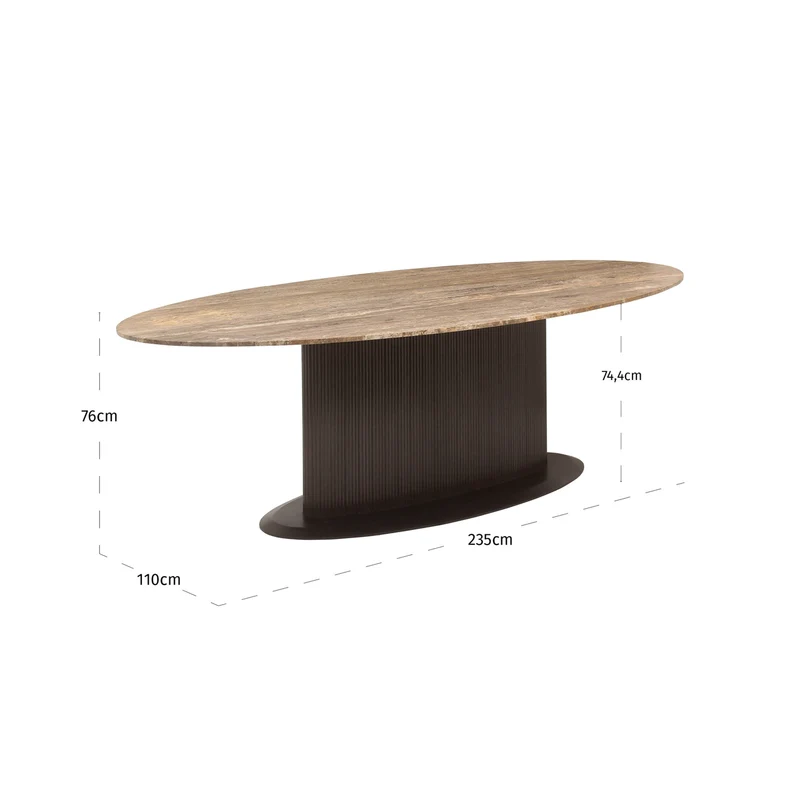 Ovaler Esstisch schwarz , Tisch oval Metallfuß, Esstisch oval schwarz, Breite 235 cm