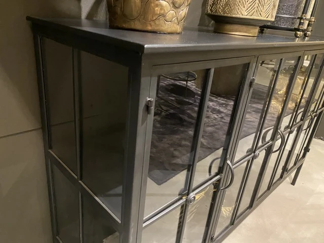 Sideboard Metall, Metall Sideboard Industriedesign, Anrichte schwarz, Breite 140 cm