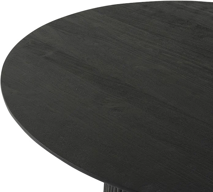 Couchtisch schwarz rund, Couchtisch rund schwarz Massivholz, runder Couchtisch Tischplatte Massivholz, Durchmesser 90 cm