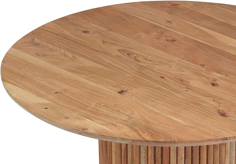 Couchtisch Naturholz rund, Couchtisch rund Naturholz-Farbe Massivholz, runder Couchtisch Tischplatte Massivholz, Durchmesser 90 cm