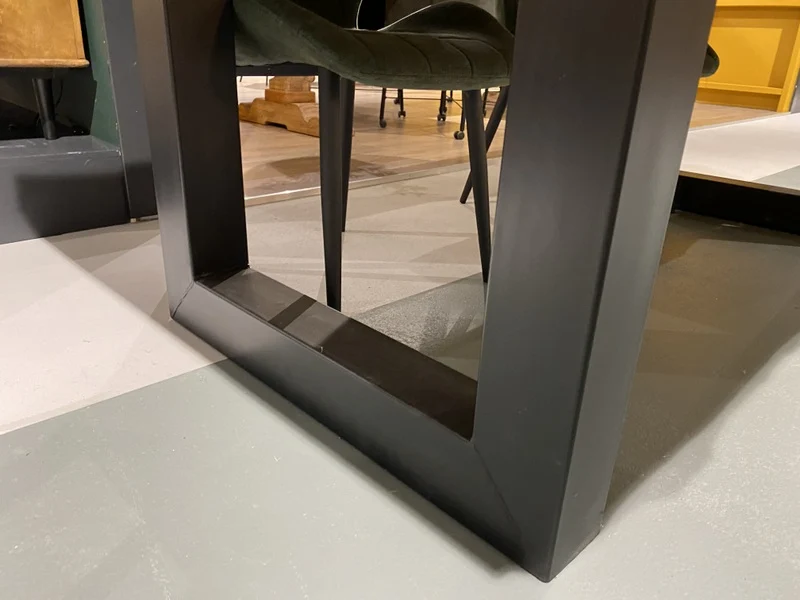 Tisch Teak-Tischplatte, Esstisch Metall-Gestell, Esstisch Teak, Breite 220 cm