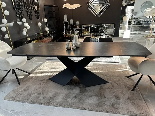 Tisch ausziehbar Keramik, ausziehbarer Esstisch Keramik, Tischplatte Graphit-grau Farbe, Breite 160-240 cm