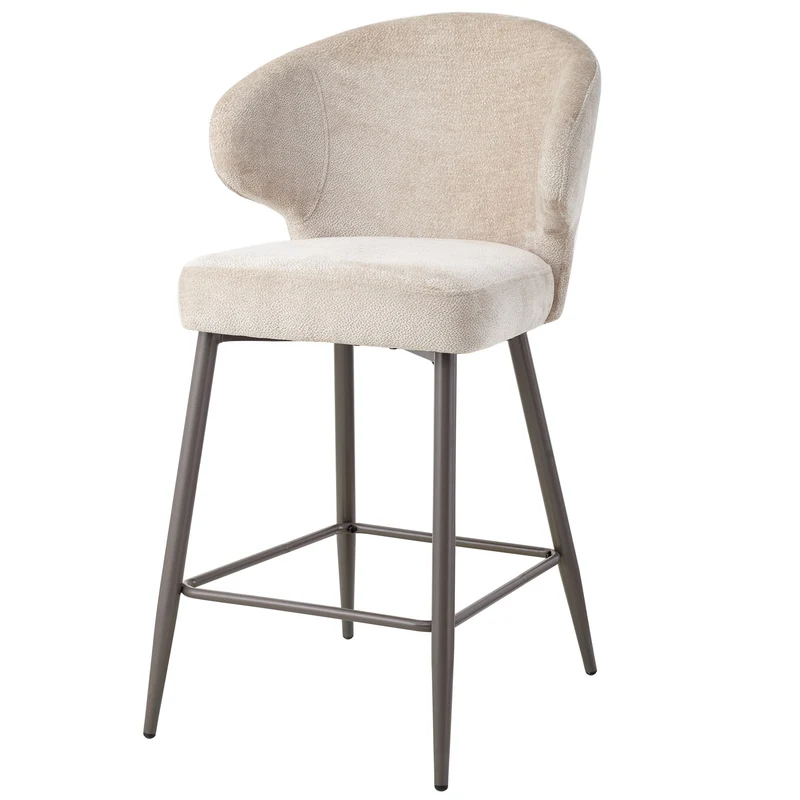 Barstuhl creme, Barstuhl gepolstert Metall-Gestell, Sitzhöhe 66 cm